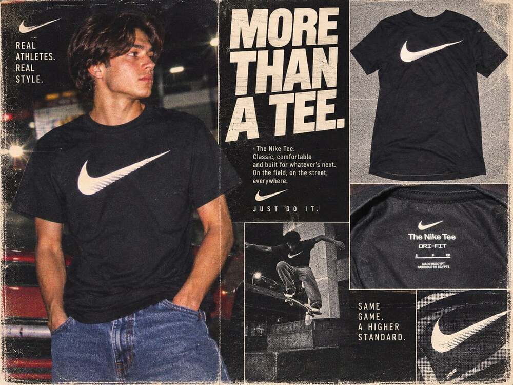 Dri-FIT The Nike Tee Short Sleeve Black T-Shirt with Striped Swoosh Logo Size S